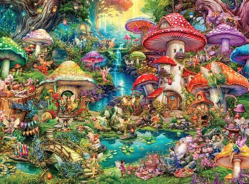 Buffalo Games - Aimee Stewart - Merry Mushroom Cottage - أحجية الصور المقطوعة 1000 قطعة للبالغين، ألغاز تحدي مثالية ليالي اللعب - حجم اللغز النهائي هو 26.75 × 19.75 in Saudi Arabia