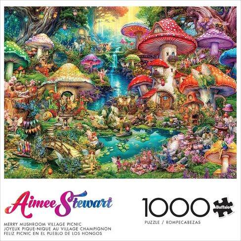 Buffalo Games - Aimee Stewart - Merry Mushroom Cottage - أحجية الصور المقطوعة 1000 قطعة للبالغين، ألغاز تحدي مثالية ليالي اللعب - حجم اللغز النهائي هو 26.75 × 19.75 in Saudi Arabia