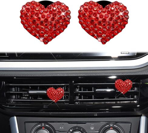 2PCS Bling Heart Air Vent Clips, Heart Car Accessories, Bling Heart Charm Air Conditioning Outlet Clip, Car Interior Decor Air Fresheners Vent Clips Universal Fit for Women and Girls (Purple) in Saudi Arabia