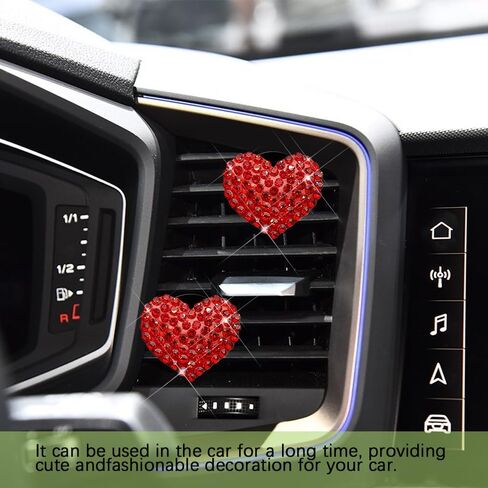 2PCS Bling Heart Air Vent Clips, Heart Car Accessories, Bling Heart Charm Air Conditioning Outlet Clip, Car Interior Decor Air Fresheners Vent Clips Universal Fit for Women and Girls (Purple) in Saudi Arabia