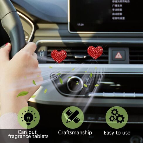 2PCS Bling Heart Air Vent Clips, Heart Car Accessories, Bling Heart Charm Air Conditioning Outlet Clip, Car Interior Decor Air Fresheners Vent Clips Universal Fit for Women and Girls (Purple) in Saudi Arabia