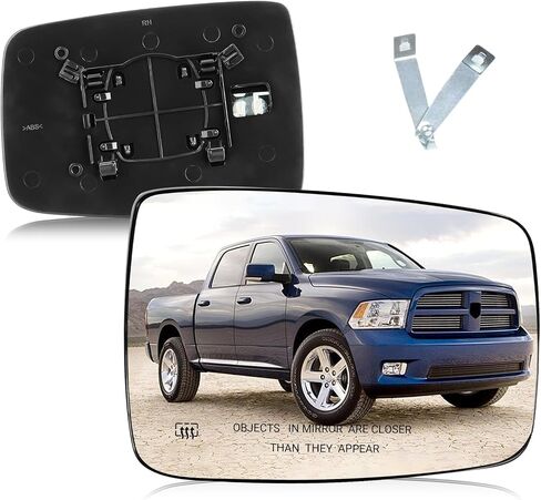 For Dodge Ram 1500/2500 Driver Side Heated Mirror Glass | 2009-2018 Truck Mirror Replacement | Convex Design + Built-In Heater | Easy Install in Saudi Arabia