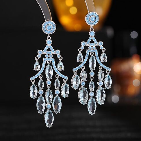 Delicate 14K Gold Moissanite Water Drop Tassel Earrings, Geometric Crystal Chandelier Earrings, Jewelry For Party And Bridal Weddings in Saudi Arabia