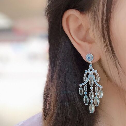 Delicate 14K Gold Moissanite Water Drop Tassel Earrings, Geometric Crystal Chandelier Earrings, Jewelry For Party And Bridal Weddings in Saudi Arabia