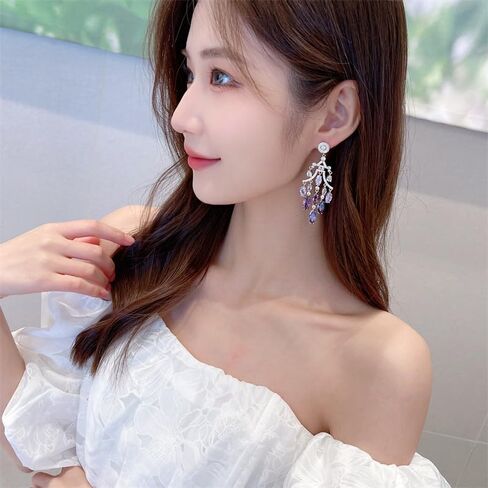 رقيقة 14K الذهب الذهب مويسانيت ماء إسقاط أقراط ، أقراط ثريا بلورية هندسية ، مجوهرات لحفلات الزفاف وحفلات الزفاف in Kuwait