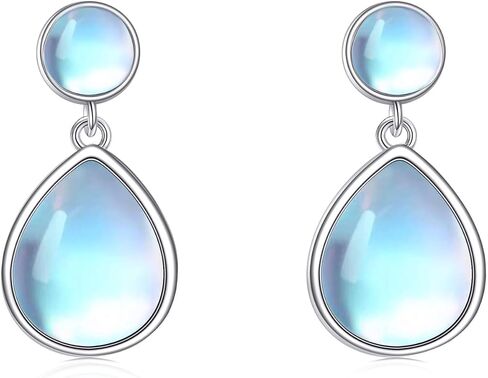 Larimar/Rose Quartz/Labradorite/Moonstone/Opal أقراط للنساء الفضة الفضية للدموع الأذنية هدية المجوهرات للنساء in Kuwait