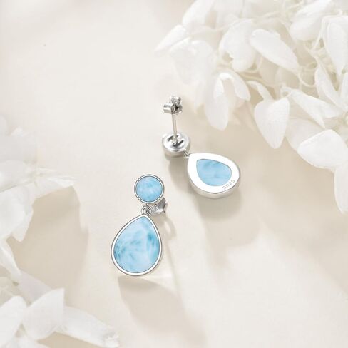 Larimar/Rose Quartz/Labradorite/Moonstone/Opal أقراط للنساء الفضة الفضية للدموع الأذنية هدية المجوهرات للنساء in Kuwait