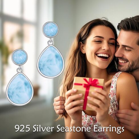 Larimar/Rose Quartz/Labradorite/Moonstone/Opal أقراط للنساء الفضة الفضية للدموع الأذنية هدية المجوهرات للنساء in Kuwait