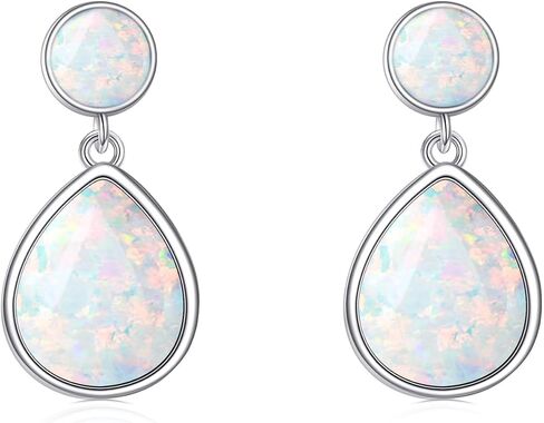 Larimar/Rose Quartz/Labradorite/Moonstone/Opal أقراط للنساء الفضة الفضية للدموع الأذنية هدية المجوهرات للنساء in Kuwait