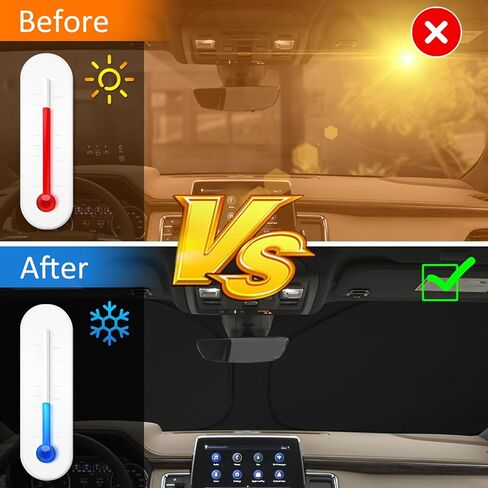 D-Lumina Winshield Sun Shade with USA Flag for Chevy Tahoe 2021 2022 2023 2024 2025, Foldable Front Sun Shield Protector Blocks UV Rays, Window Sunshade Sun Visor Interior Accessories in Saudi Arabia