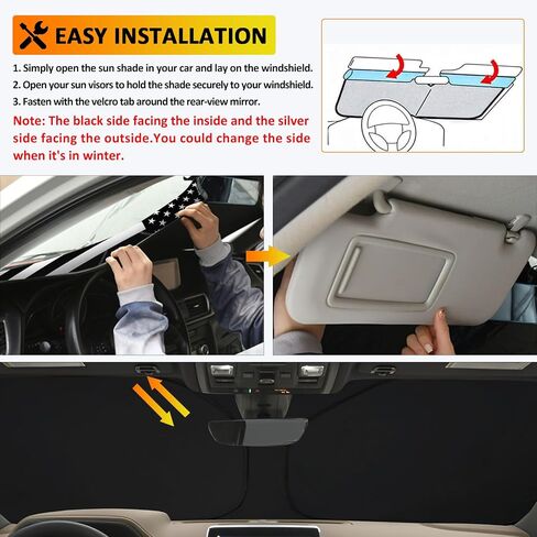 D-Lumina Winshield Sun Shade with USA Flag for Chevy Tahoe 2021 2022 2023 2024 2025, Foldable Front Sun Shield Protector Blocks UV Rays, Window Sunshade Sun Visor Interior Accessories in Saudi Arabia