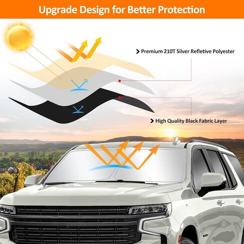 D-Lumina Winshield Sun Shade with USA Flag for Chevy Tahoe 2021 2022 2023 2024 2025, Foldable Front Sun Shield Protector Blocks UV Rays, Window Sunshade Sun Visor Interior Accessories in Saudi Arabia