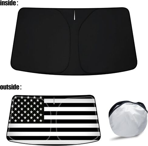 D-Lumina Winshield Sun Shade with USA Flag for Chevy Tahoe 2021 2022 2023 2024 2025, Foldable Front Sun Shield Protector Blocks UV Rays, Window Sunshade Sun Visor Interior Accessories in Saudi Arabia