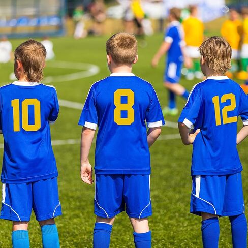 22 Pieces Heat Transfer Numbers 0 to 9 Jersey Numbers Soft Iron on Numbers for Team Uniform Sports T Shirt Football Basketball Baseball (Blue,8 Inch) in Saudi Arabia