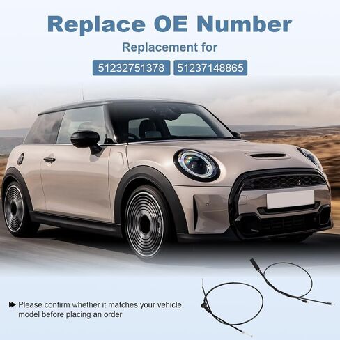 2Pcs Hood Latch Release Cable Compatible with Mini Cooper 2007-2015 Replacement for 51232751378 51237148865 Base/Clubman/Coupe/Roadster/Paceman/ALL4 Hood Lock Control Release Cable in Saudi Arabia