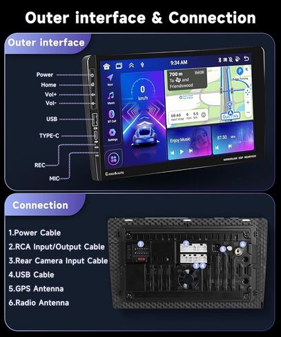 Podofo 8Core 4G 64G ستيريو سيارة لتويوتا كورولا 2009-2013 راديو مع 9 بوصة 1280X720P IPS شاشة لمس لاسلكية CarPlay Android Auto 5.0 بلوتوث 59UIs DSP 36EQ GPS FM/RDS WiFi AHD كاميرا احتياطية in Kuwait