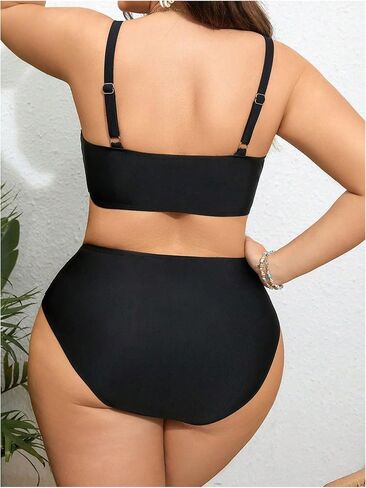 SweatyRocks Women's Plus Size Swimsuit Cut Out High Waisted Bikini Set Ruched Bathing Suit in Saudi Arabia