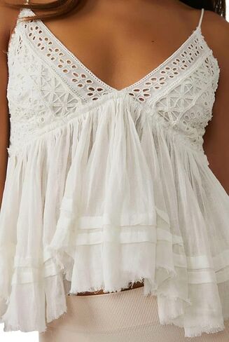 Women Vneck Camisole Y2k Spaghetti Strap Peplum Crop Tank Babydoll Flowy Cami Top Trendy Going Out Summer Shirt in Kuwait