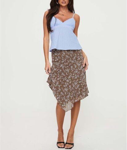 Women Vneck Camisole Y2k Spaghetti Strap Peplum Crop Tank Babydoll Flowy Cami Top Trendy Going Out Summer Shirt in Kuwait