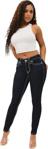 الدين الحقيقي جيني جيني منتصف الارتفاع نحيل T Big T Sitching Flap Jeans -شطف in Saudi Arabia