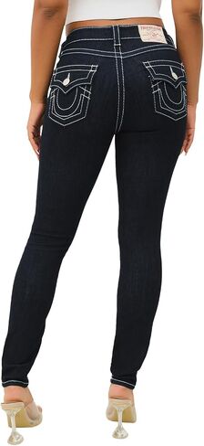 الدين الحقيقي جيني جيني منتصف الارتفاع نحيل T Big T Sitching Flap Jeans -شطف in Saudi Arabia