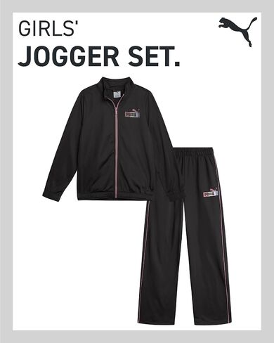 PUMA Girls' Jogger Set - 2 Piece Athletic Tricot Flare Pants and Zip Up Jacket for Girls (4-14) in Saudi Arabia