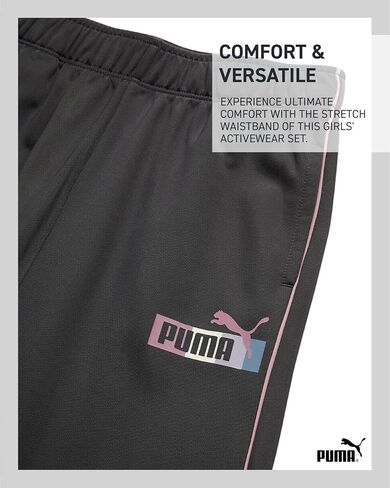 PUMA Girls' Jogger Set - 2 Piece Athletic Tricot Flare Pants and Zip Up Jacket for Girls (4-14) in Saudi Arabia