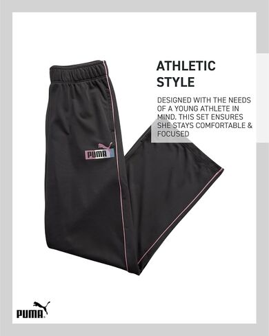 PUMA Girls' Jogger Set - 2 Piece Athletic Tricot Flare Pants and Zip Up Jacket for Girls (4-14) in Saudi Arabia