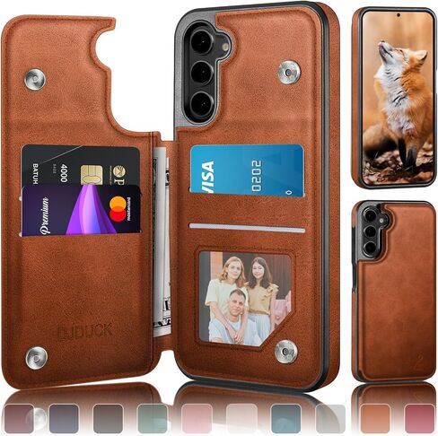 Designed for Samsung Galaxy S23 Case Wallet with Card Holder, [Magnetic Clasp Cover] [RFID Blocking Leather Protection] Shockproof Women Men Cases for Samsung S23 Light Brown in Kuwait