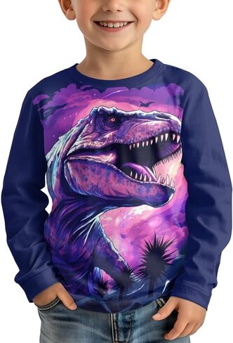 Long Sleeve Shirts for Boys Athletic Shirts Crewneck Pullover Tops 3-16 Year Old in Kuwait