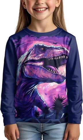 Long Sleeve Shirts for Boys Athletic Shirts Crewneck Pullover Tops 3-16 Year Old in Kuwait