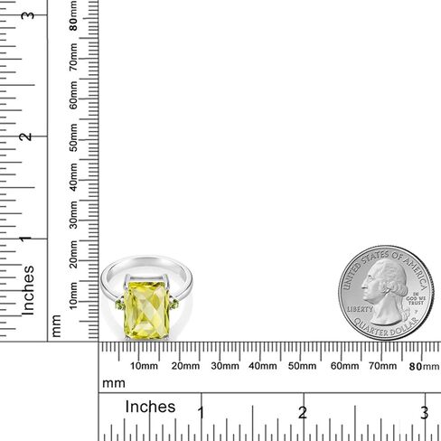 GEM Stone King 925 Sterling Silver Lemon Lemon Quartz وخاتم البيردوت الأخضر للنساء (6.95 CTTW ، لوحة المدفاع الزمردي 14 × 10 مم ، أحجار الأحجار الكريمة ، متوفر في الحجم 5 ، 6 ، 7 ، 8 ، 9) in Saudi Arabia