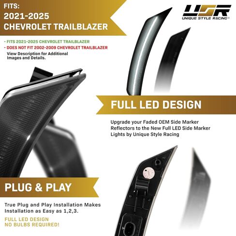 USR 21-25 E2XX SUV SIV Marker Light-مصابيح وقوف السيارات المدخنة الأمامية (يسار + يمين)-متوافق مع 2021-2025 شيفروليه تريل بليزر جميع الطرز مثل LS ، LT ، RS & ACTIVE (عدسة دخان مع LED) in Kuwait
