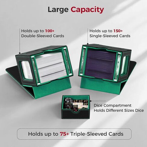 صندوق MTG Commander Deck Box مع شاشة قائد مزدوجة، صندوق بطاقات حاصل على براءة اختراع يناسب 100 بطاقة مزدوجة الأكمام، صندوق MTG مع صينية نرد، 2 مقسم، 2 حامل مغناطيسي، وردي وأسود in Kuwait