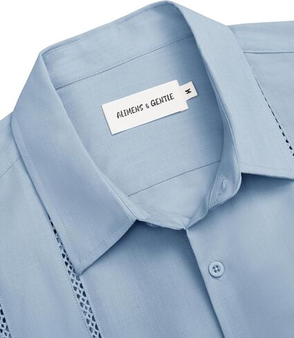 Alimens & Gentle Mens Cuban Guayabera Shirt Button Down Long Sleeve Summer Beach in Saudi Arabia