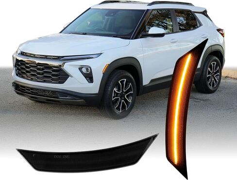 USR 21-25 E2XX SUV SIV Marker Light-مصابيح وقوف السيارات المدخنة الأمامية (يسار + يمين)-متوافق مع 2021-2025 شيفروليه تريل بليزر جميع الطرز مثل LS ، LT ، RS & ACTIVE (عدسة دخان مع LED) in Saudi Arabia