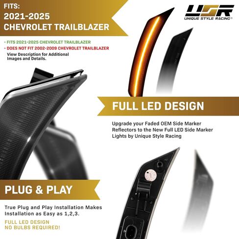 USR 21-25 E2XX SUV SIV Marker Light-مصابيح وقوف السيارات المدخنة الأمامية (يسار + يمين)-متوافق مع 2021-2025 شيفروليه تريل بليزر جميع الطرز مثل LS ، LT ، RS & ACTIVE (عدسة دخان مع LED) in Saudi Arabia
