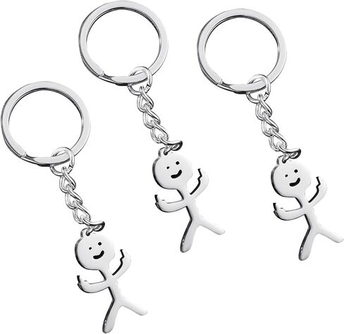 Junkin 3 Pcs Stainless Steel Funny Doodle Keychain 2025 Graduation Keychain Gifts Friendship Jewelry Women Men(Silver) in Saudi Arabia