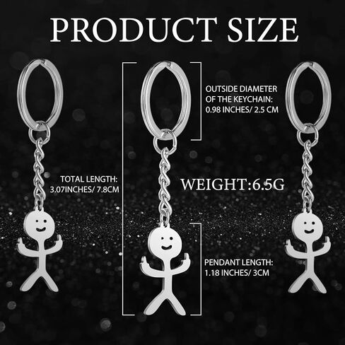 Junkin 3 Pcs Stainless Steel Funny Doodle Keychain 2025 Graduation Keychain Gifts Friendship Jewelry Women Men(Silver) in Saudi Arabia
