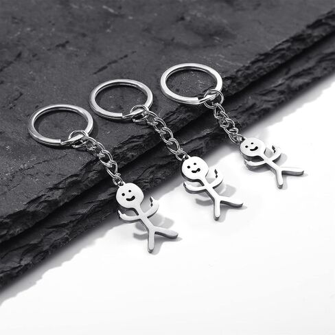 Junkin 3 Pcs Stainless Steel Funny Doodle Keychain 2025 Graduation Keychain Gifts Friendship Jewelry Women Men(Silver) in Saudi Arabia