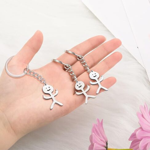 Junkin 3 Pcs Stainless Steel Funny Doodle Keychain 2025 Graduation Keychain Gifts Friendship Jewelry Women Men(Silver) in Saudi Arabia