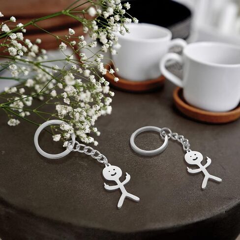 Junkin 3 Pcs Stainless Steel Funny Doodle Keychain 2025 Graduation Keychain Gifts Friendship Jewelry Women Men(Silver) in Saudi Arabia