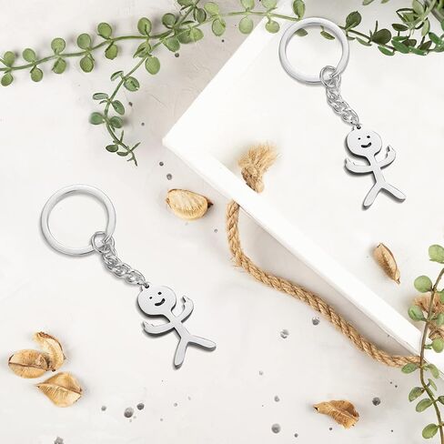 Junkin 3 Pcs Stainless Steel Funny Doodle Keychain 2025 Graduation Keychain Gifts Friendship Jewelry Women Men(Silver) in Saudi Arabia