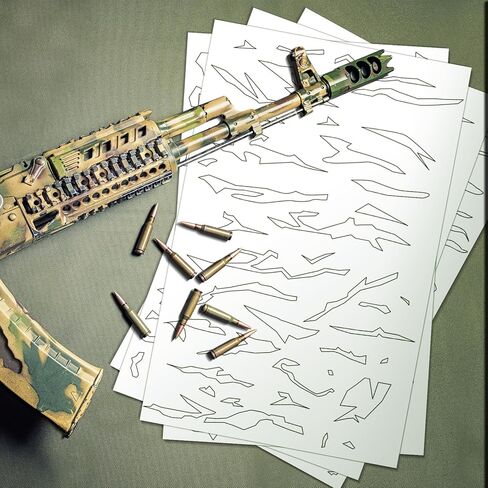 Marspark 4 Pcs Adhesive Sticker Camouflage Adhesive Spray Paint Sticky Gun Rifle Camo Stencils Camo Stickers for Spray Paint in Kuwait