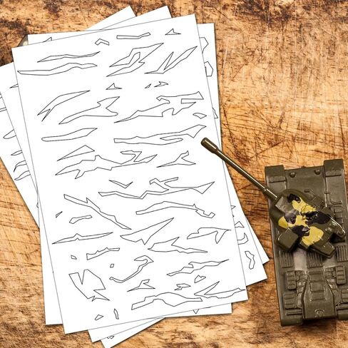 Marspark 4 Pcs Adhesive Sticker Camouflage Adhesive Spray Paint Sticky Gun Rifle Camo Stencils Camo Stickers for Spray Paint in Kuwait