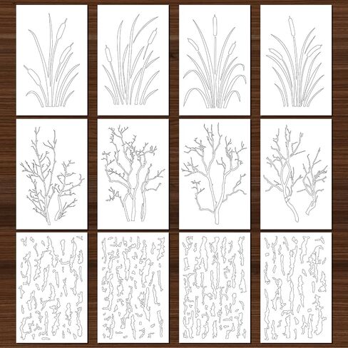 Marspark 4 PCS لاصق ملصق تمويه تمويه لاصق الرش الطلاء اللزج بندقية البندقية كامو Stencils ملصقات كامو لرش الطلاء in Kuwait