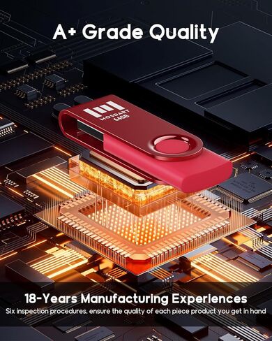 Mosdart 64GB USB 2.0 Flash Drive ، مع حلقة سلسلة المفاتيح ، تصميم دوارة مع ضوء LED ، عصا ذاكرة exfat لأجهزة الكمبيوتر ، النسخ الاحتياطي للنظام ، محرك إبهام تخزين البيانات ، الأخضر والأزرق (حزمة 2) in Kuwait