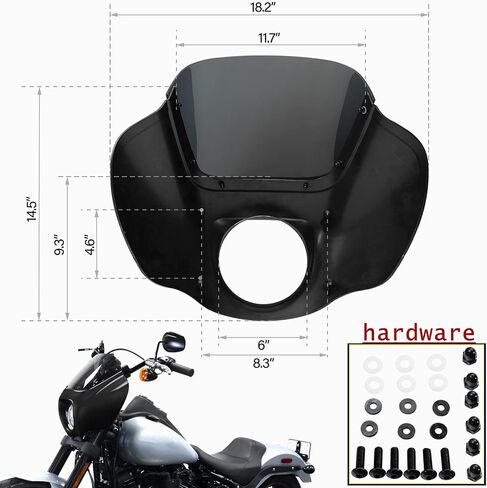 HR3 رمادي رمادي رمادي رمادي فادح و الزجاج الأمامي متوافق مع 2018-Later Harley Softail Street Bob/114 FXBB/S ، RIDER/S FXLR/S ، Softail Standard (Style D) in Kuwait