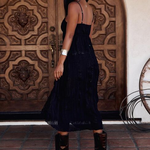 Women’s Front Split Long Dress Beachwear Spaghetti Strap V Neck Flowy Cover Up Dress Longline Cami Tops in Kuwait