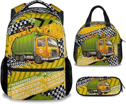 Boy Backpack, 3Pcs Motorcycle Backpacks Set for Kids, 17" Sports Bookbag for Preschool Kindergarten Elementary, School Bag with Lunch Box Pencil Case in Saudi Arabia